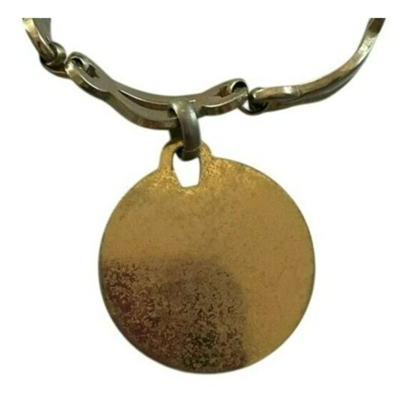 Vintage Monet Gold-Tone Charm Bracelet With Large Round Pendant & Safety Chain - Picture 8 of 9